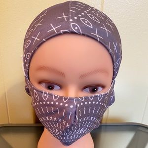 Aztec Gray Head-Wrap Face Mask
